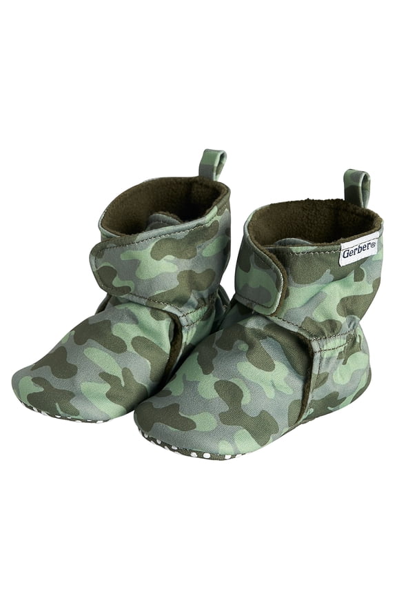 Gender Neutral Soft Booties with Hook & Loop, Sizes 0/3 Months - 6/9 Months