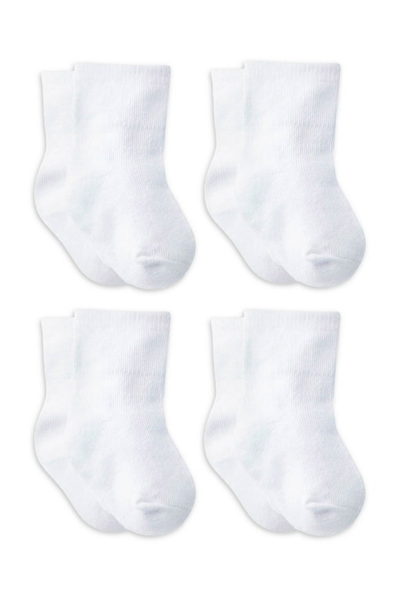 Baby Gender Neutral White Wiggle-Proof Jersey Socks, 4-Pack, Sizes 0/6 Months - 6/12 Months