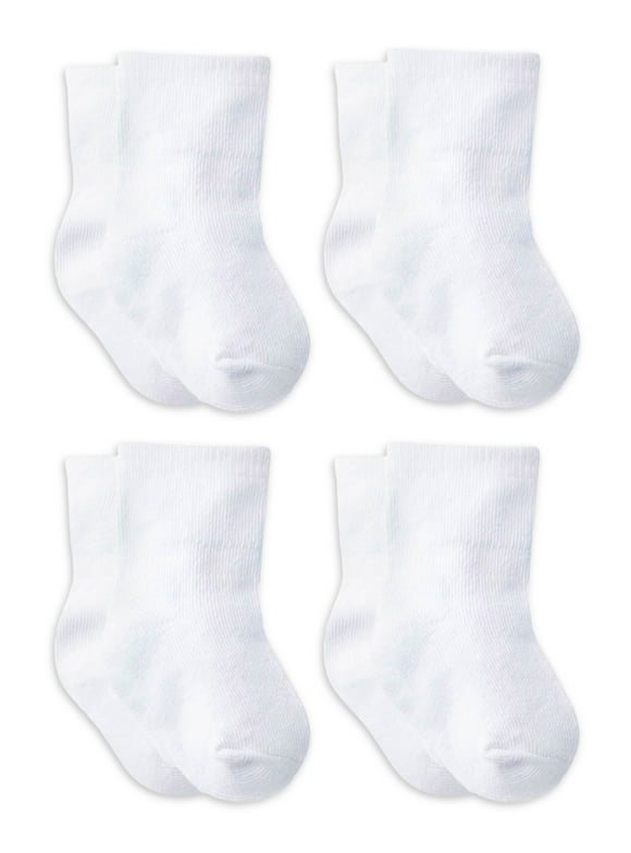 Gerber Baby Gender Neutral White Wiggle-Proof Jersey Socks, 4-Pack, Sizes 0/6 Months - 6/12 Months