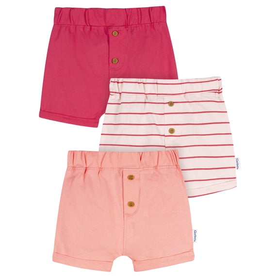 Gerber Baby Girl 3pc Knit Shorts Set, Sizes (0-3 Months - 24 Months)