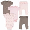 thumbnail image 1 of Gerber Baby Girl 5 - Piece Bodysuits & Pants Garden Set, Sizes (Newborn - 9 Months), 1 of 8
