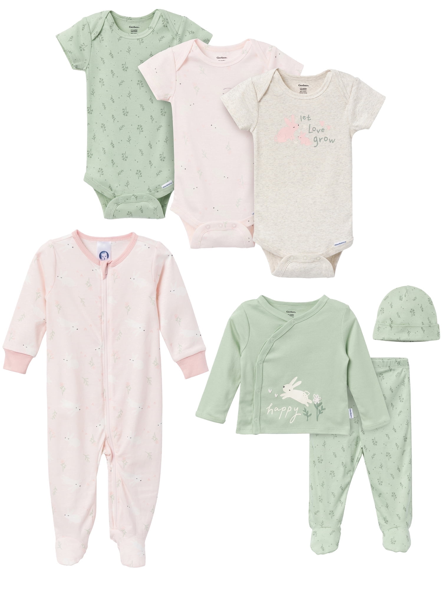 Gerber Baby Girl 7-Piece Gift Set, Sizes Newborn - 3/6 Months