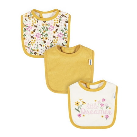 Gerber Baby Girl Bibs, 3-Pack, One Size