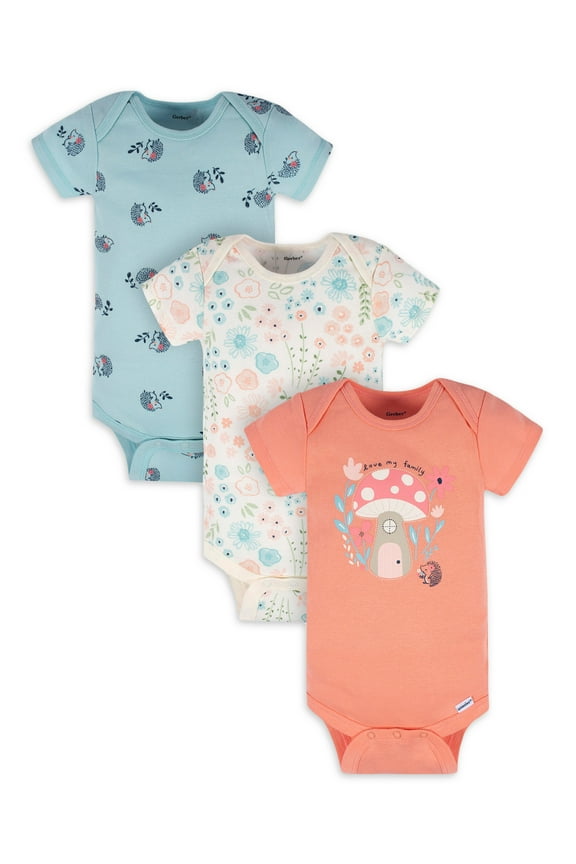 Baby Girl Bodysuit, 3-Pack, Sizes Preemie -12 Months
