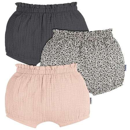 Gerber Baby Girl Bubble Shorts, 3-Pack, Sizes 0/3 Months - 24 Months