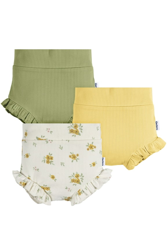 Baby Girl Bubble Shorts with Ruffle, 3-Pack, Sizes 0/3 Months - 24 Months