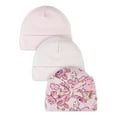 thumbnail image 1 of Gerber Baby Girl Caps, 3-Pack (Newborn - 0/6M), 1 of 7