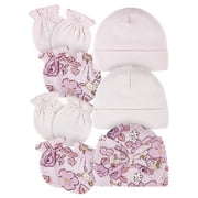 Gerber Baby Girl Caps & No Scratch Mittens Bundle, 7-Piece (Newborn-0/3 Months)