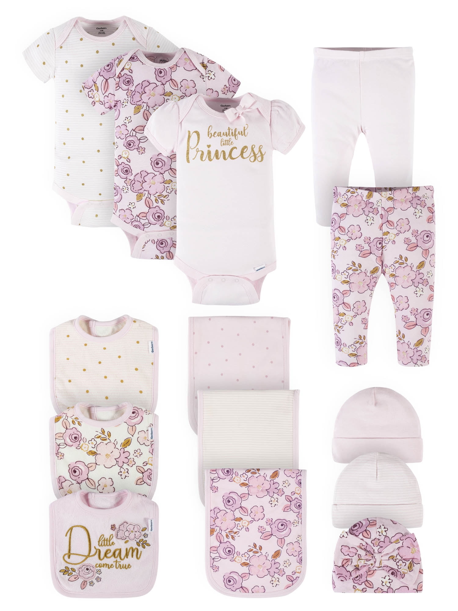 Gerber Baby Girl 14-Piece Outfit Set, Recién Nacido a 36 Meses