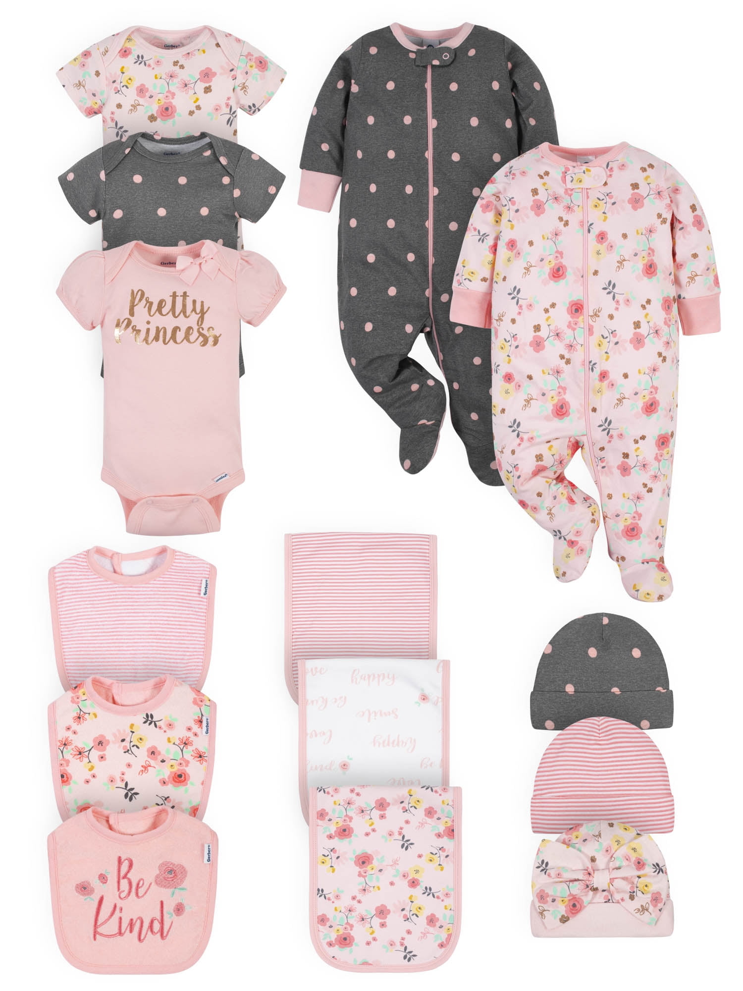 Gerber Baby Girl Clothes Gift, 14-Piece Outfit Set (Newborn – 3/6 Months)