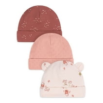 Gerber Baby Girl Cotton Caps, 3-Pack, Sizes Newborn - 0/6 Months