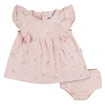 Gerber Baby Girl Dress and Diaper Cover Outfit Set, 2-Piece, Sizes Newborn - 24 Months