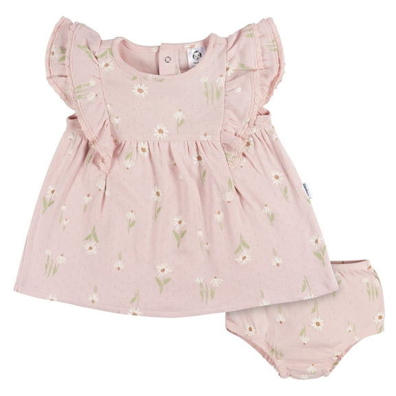 Gerber Baby Girl Dress and Diaper Cover Outfit Set, 2-Piece, Sizes Newborn - 24 Months