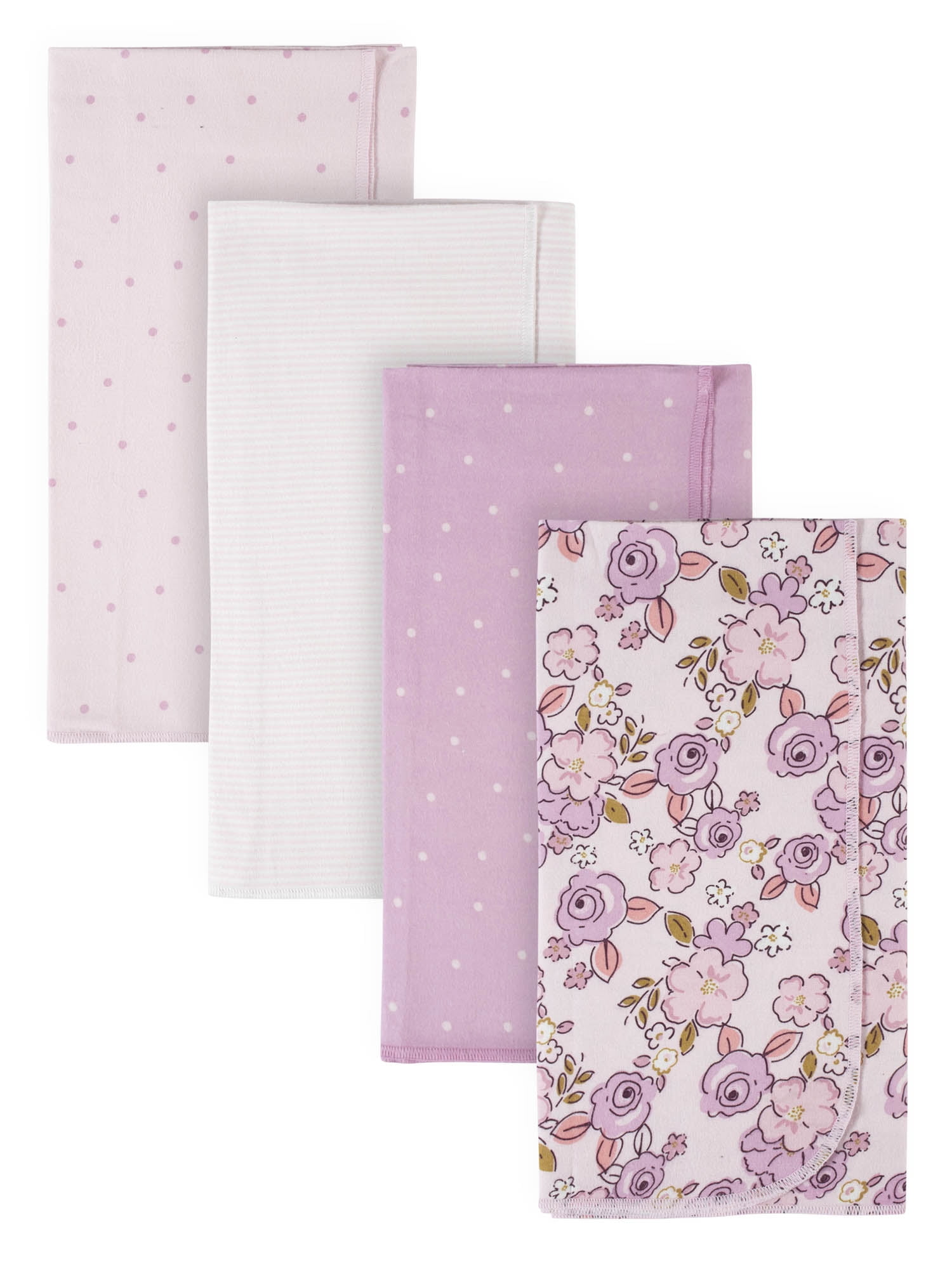 Gerber Baby Girl Flannel Receiving Blankets, 4Pack