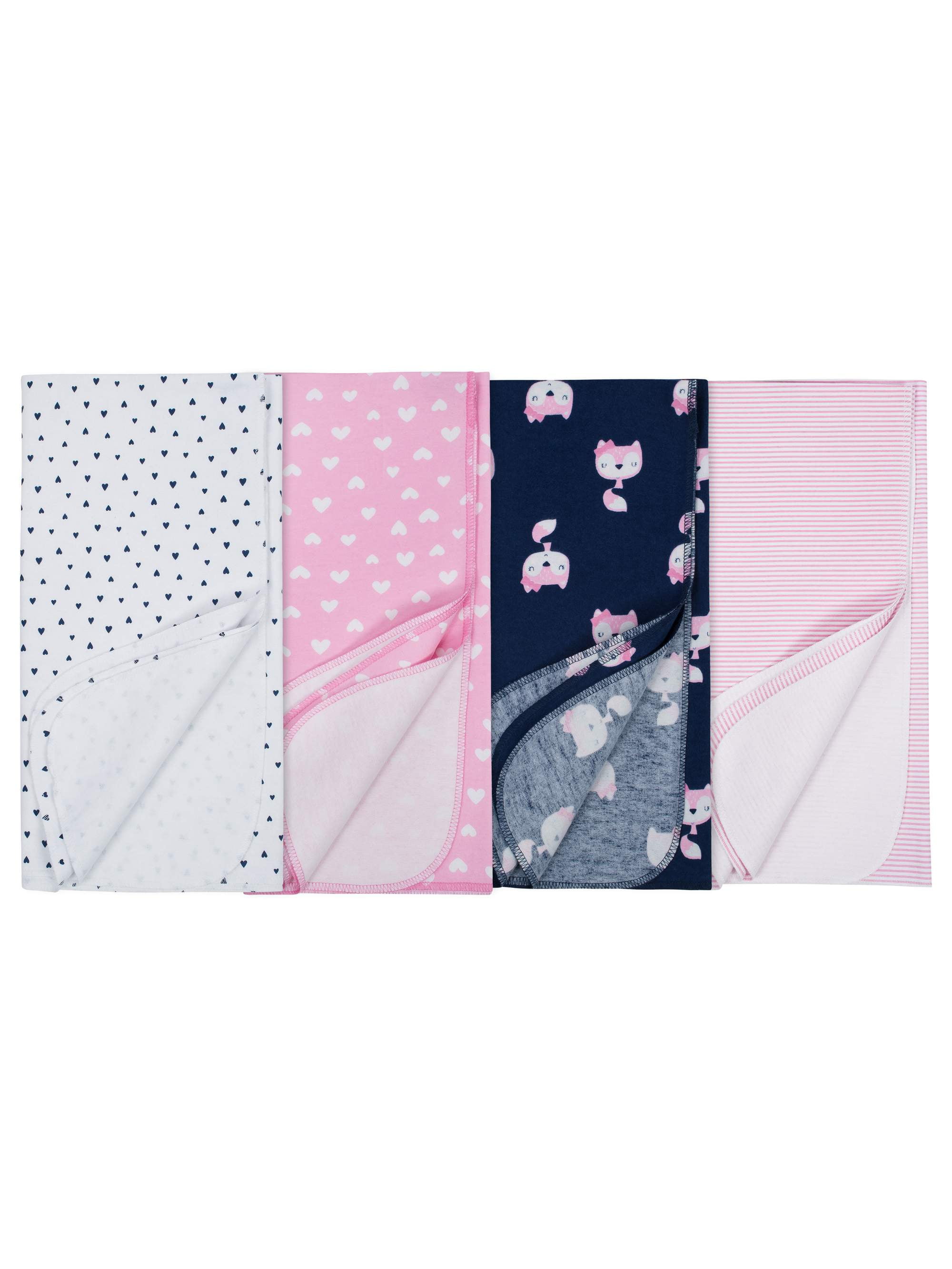 Gerber Baby Girl Flannel Receiving Blankets, 4Pack
