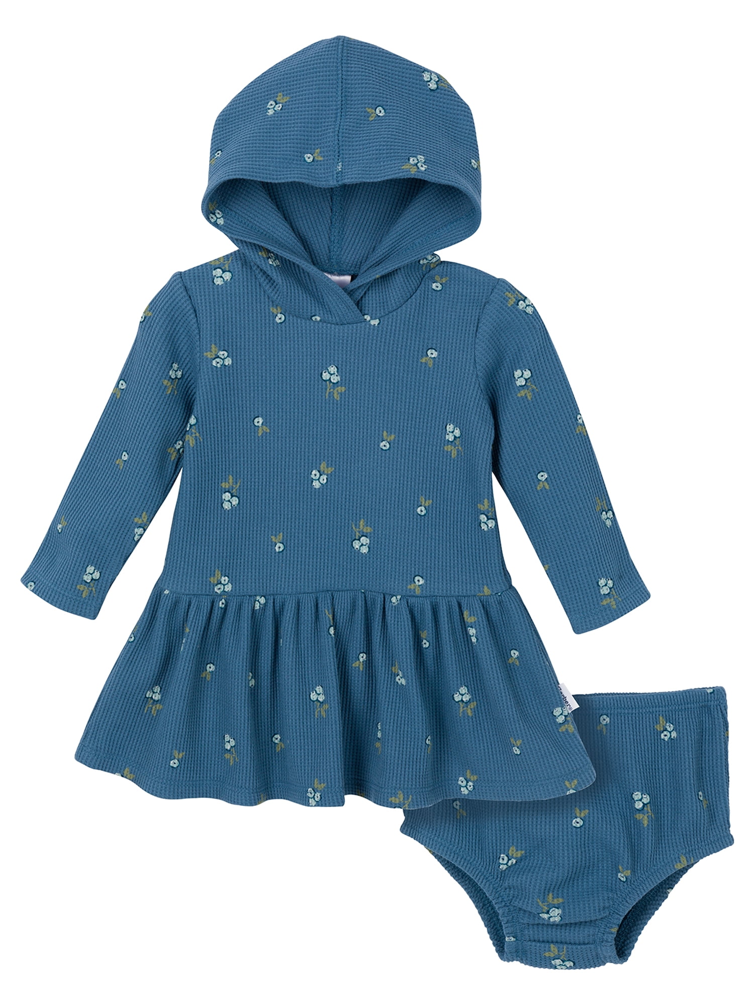 Gerber Baby Girl Hooded Dress and Diaper Cover Outfit Set, 2-Pice, Sizes 0/3 Months - 24 Months