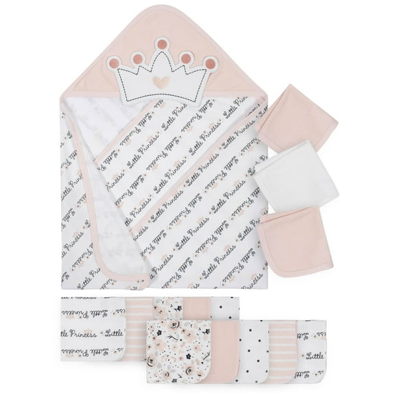 Gerber Baby Girl Hooded Towel & Washcloth Set, 14-Pack
