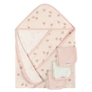 Gerber Baby Girl Hooded Towel and Washcloths Set, 4-Piece, One Size