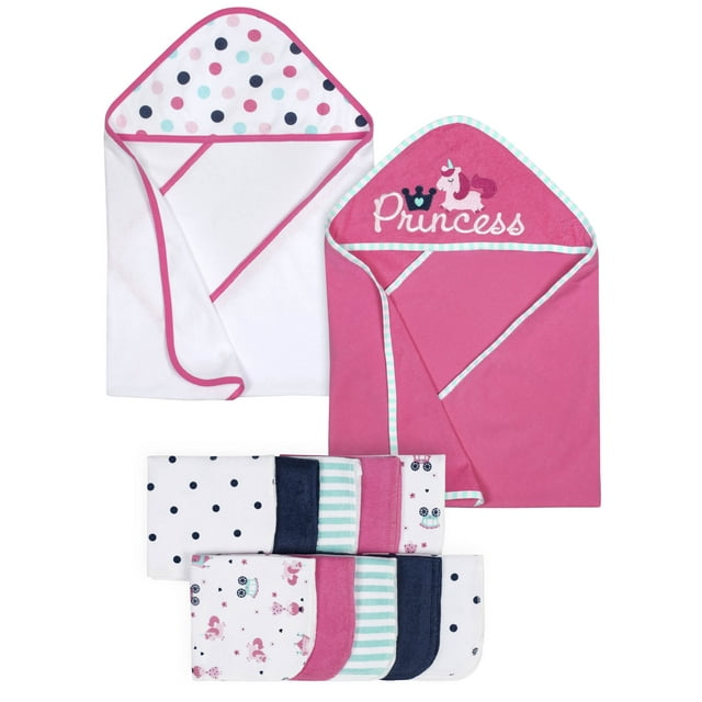 Gerber Baby Girl Hooded Towels & Washcloth Set, 12pc