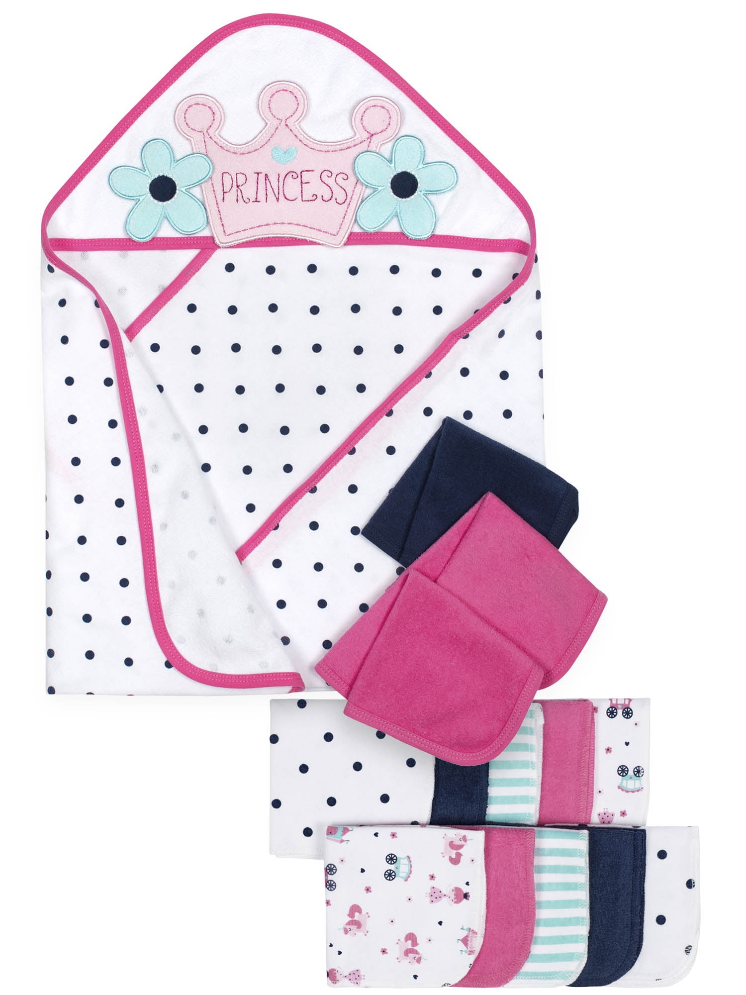 Gerber Baby Girl Hooded Towels & Washcloth Set, 14pc