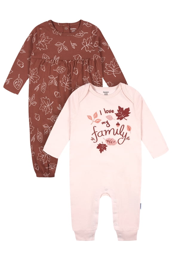 Baby Girl Jersey Romper, 2-Pack, Sizes 0/3 - 24 Months
