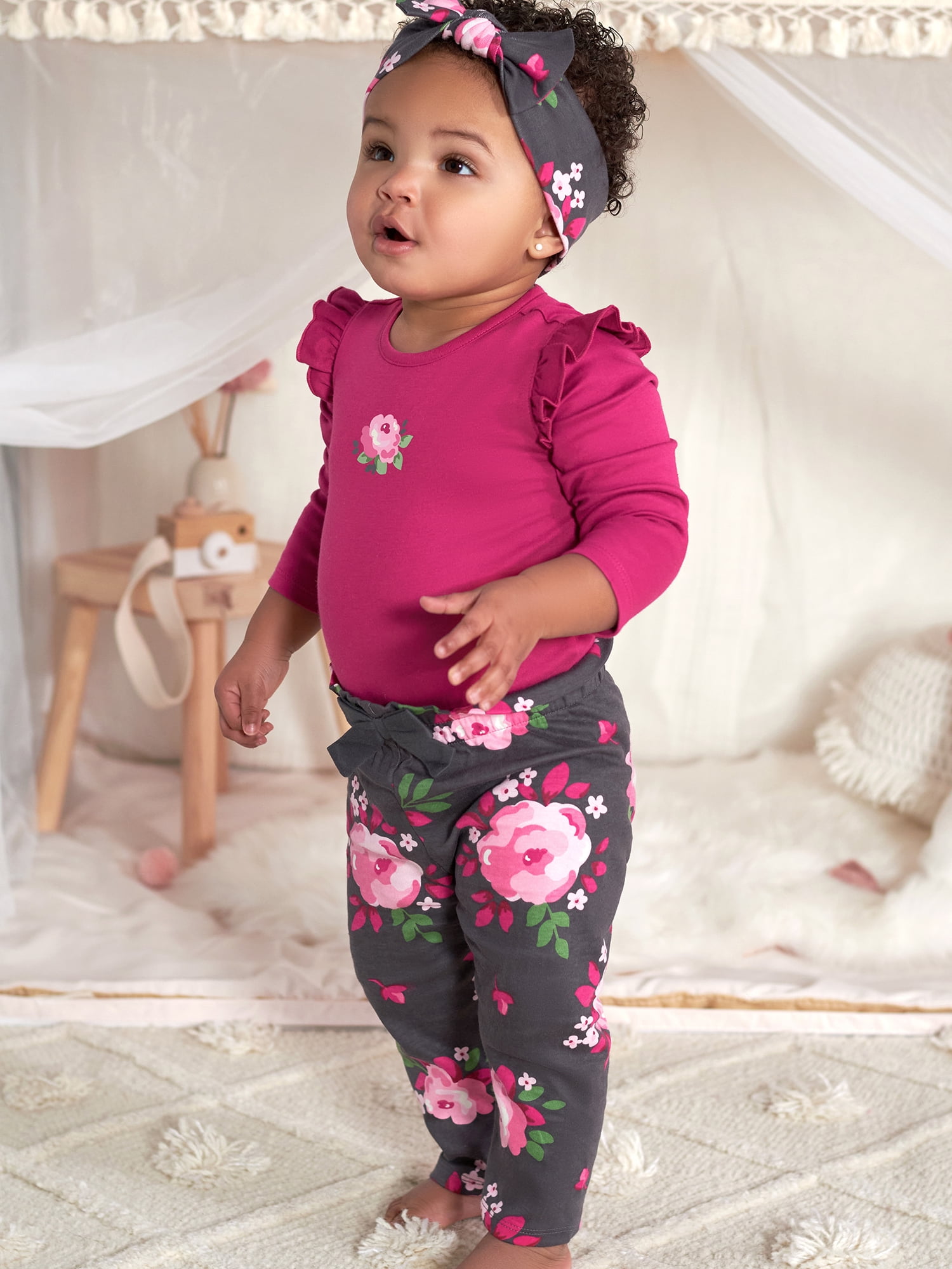 stapel Wedstrijd Warmte Gerber Baby Girl Long Sleeve Onesies Bodysuit, Pant & Headband Outfit Set,  3-Piece, (Newborn - 18 Months) - Walmart.com