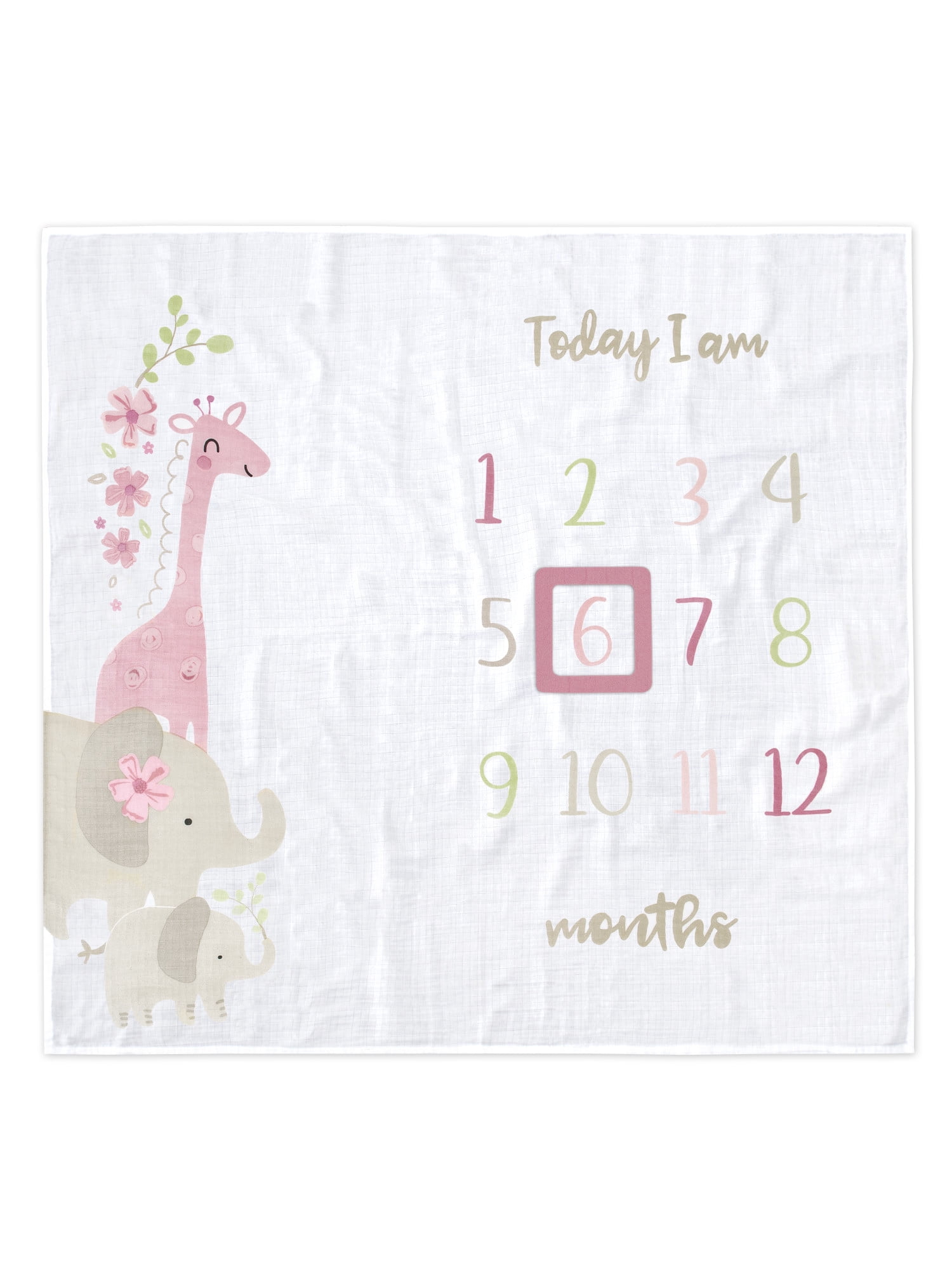 Gerber Baby Girl Milestone Blanket & Frame Set, 2-Piece, White Safari