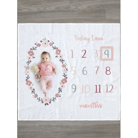 Gerber Baby Girl Milestone Blanket & Frame Set, 2-Piece