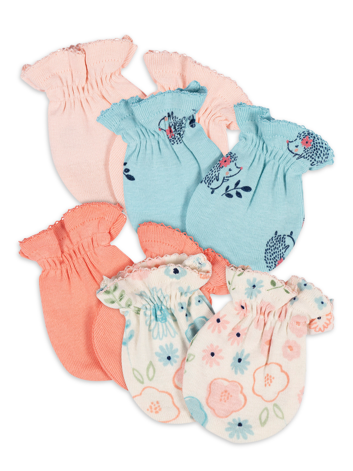 Little Star Organic Newborn Baby Unisex Scratch Mittens, 3pack