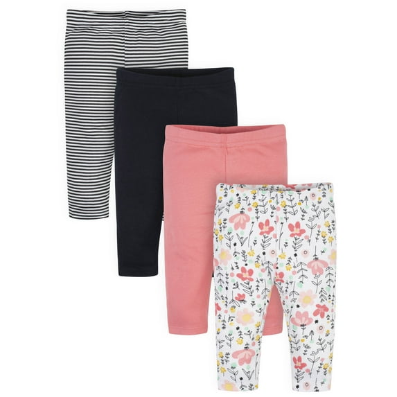 Gerber Baby Girl Pants, 4-Pack (Newborn-24 Months)