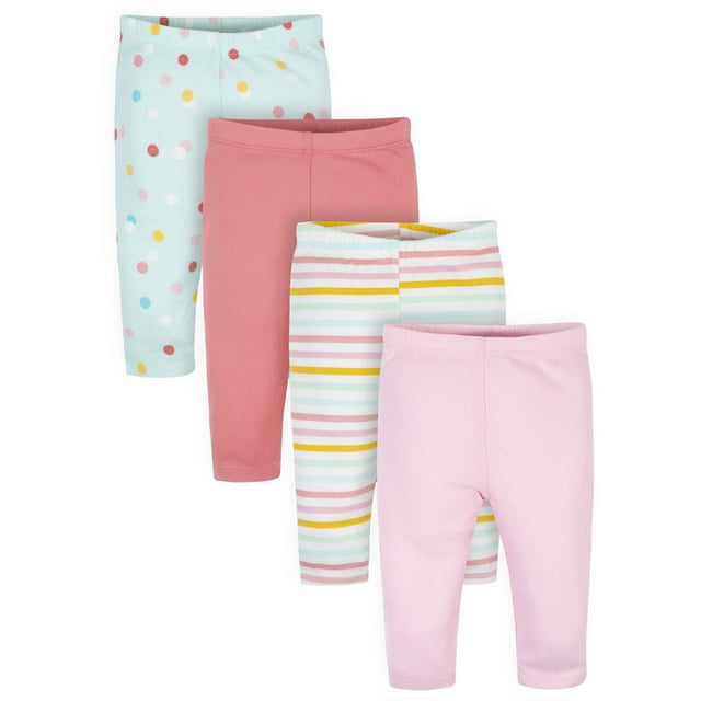 Gerber Baby Girl Pants, 4Pack (Newborn24 Months)