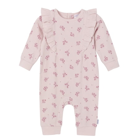 Gerber Baby Girl Long Sleeve Romper with Ruffles, Sizes Newborn - 24 Months
