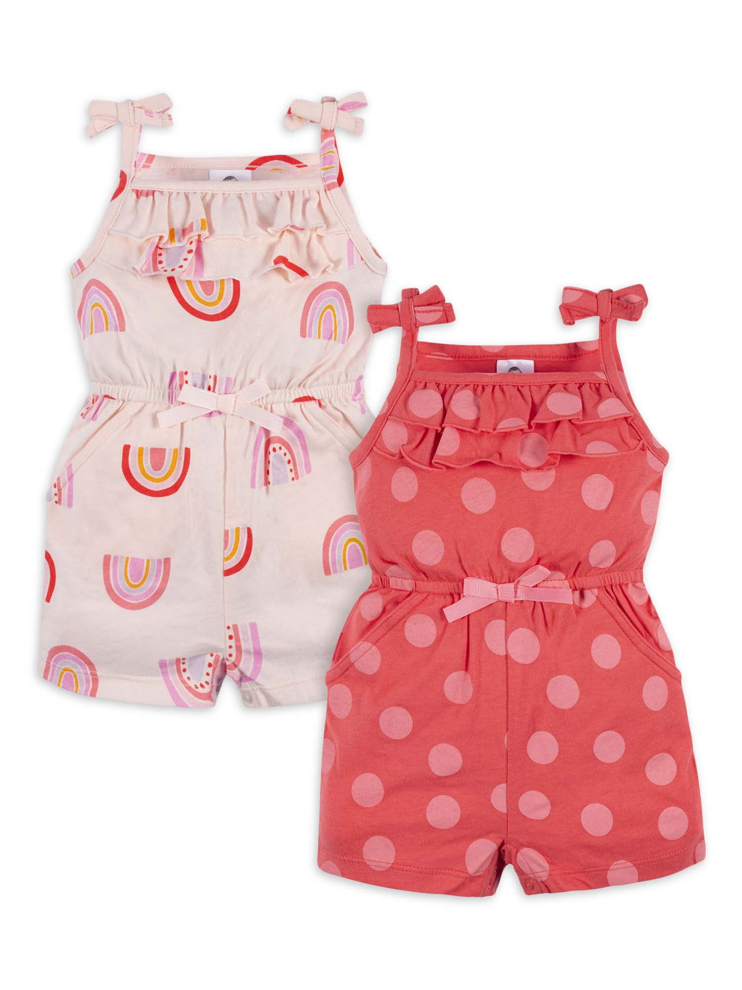 Gerber Baby Girl Rompers, 2Pack, (Newborn 24 Months)