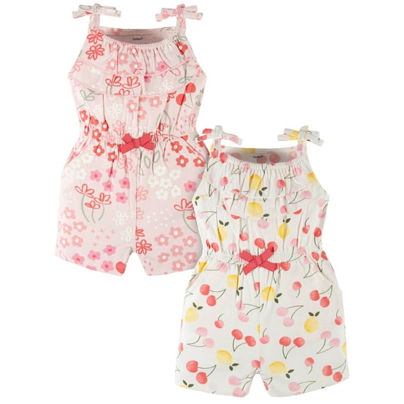 Gerber Baby Girl Rompers, 2-Pack, (Newborn - 24 Months)