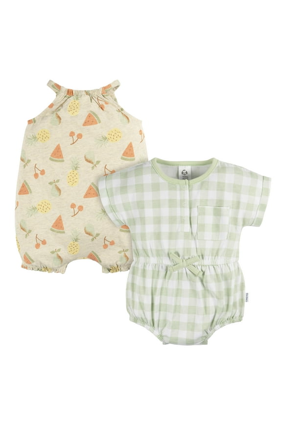 Baby Girl Rompers, 2-Pack, Sizes 0/3 Months - 24 Months