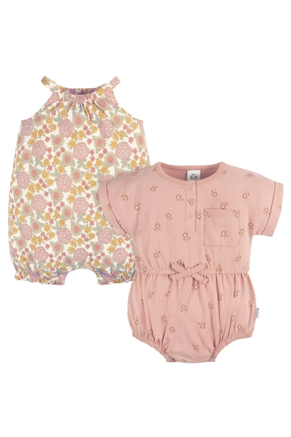 Baby Girl Rompers, 2-Pack, Sizes 0/3 Months - 24 Months