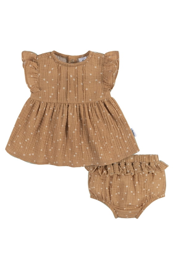 Baby Girl Ruffle Dress and Diaper Cover Set, 2-Piece, Sizes Newborn - 24 Months