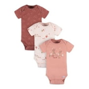 Gerber Baby Girl Short Sleeve Cotton Bodysuits, 3-Pack, Sizes Preemie - 12 Months