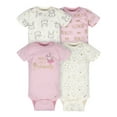 thumbnail image 1 of Gerber Baby Girl Short Sleeve Onesies Bodysuits, 4-Pack, 1 of 6