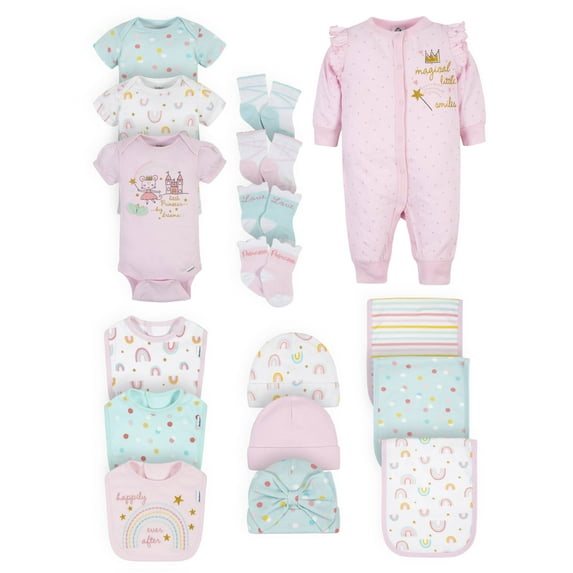 Gerber Baby Girl Shower Gift Set, 17-Piece (NB-3/6M)