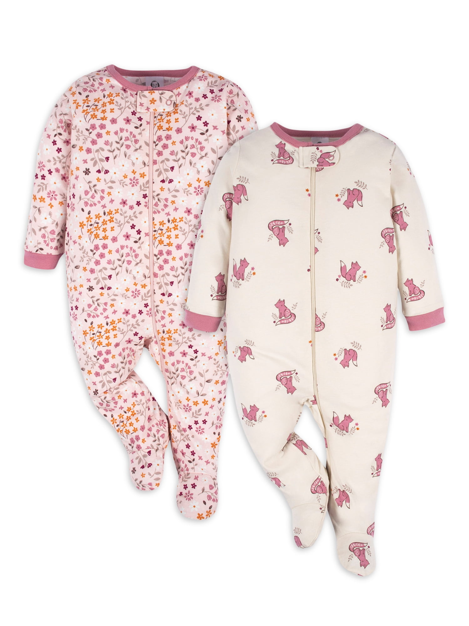 Gerber Baby Girl Sleep N Play, 2Pack, Sizes Newborn 3/6 Months