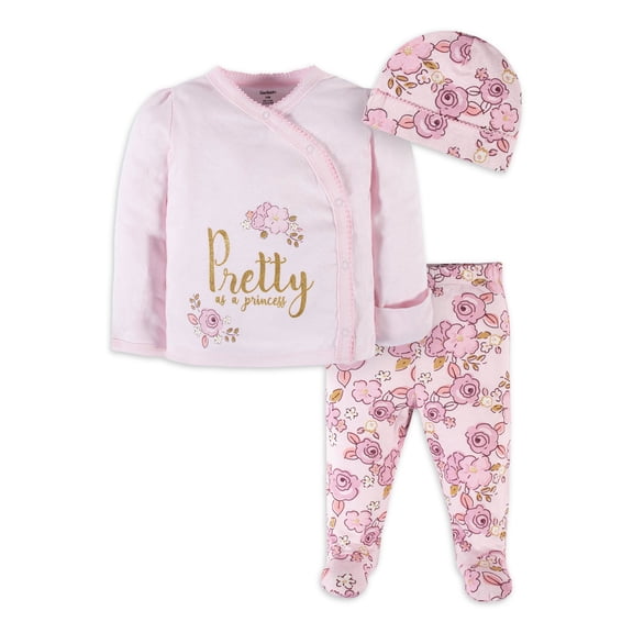 Gerber Baby Girl Take-Me-Home Set, 3-Piece (Preemie - 3/6M)
