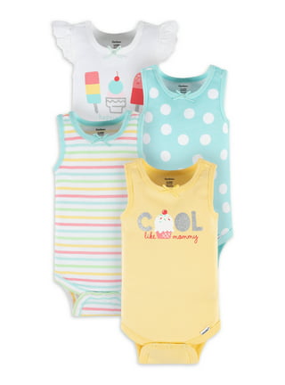 Gerber Baby Girl Tank Onesies Bodysuits, 4-Pack, Sizes Newborn