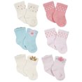 thumbnail image 1 of Gerber Baby Girl Wiggle Proof Jersey Crew Socks, 6-Pack, Sizes 0/3 Months - 6/9 Months, 1 of 9