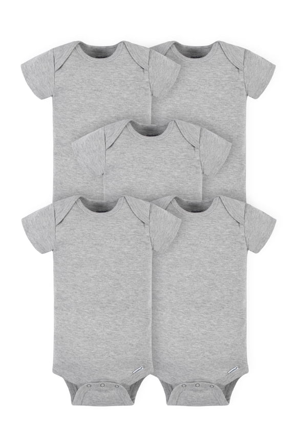 Baby Girl or Boy Gender Neutral Onesies Brand Cotton Rib Bodysuits, 5-Pack