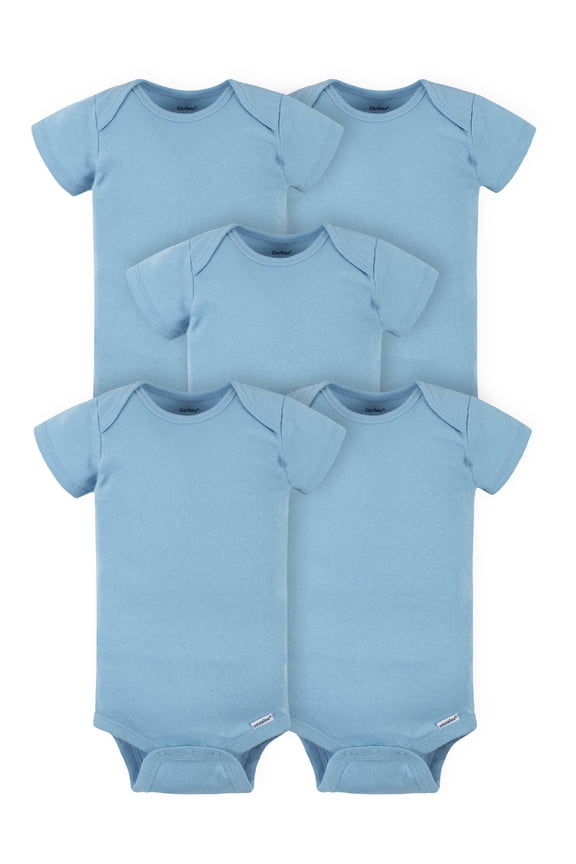 Baby Girl or Boy Gender Neutral Onesies Brand Cotton Rib Bodysuits, 5-Pack