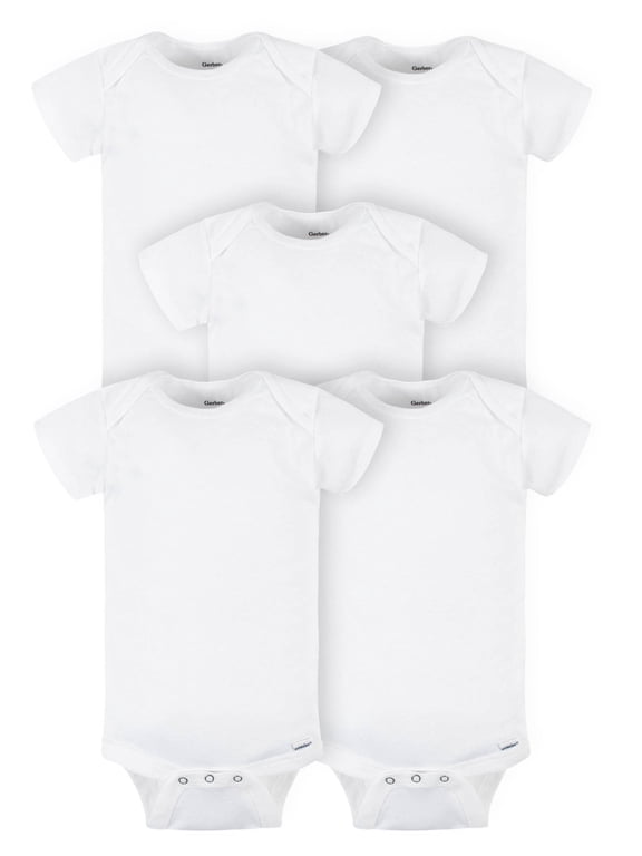 Baby Girl or Boy Gender Neutral Onesies Brand Cotton Rib Bodysuits, 5-Pack