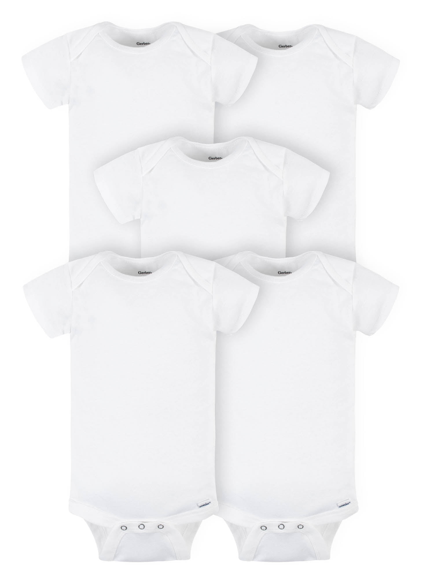 Gerber Baby Girl or Boy Gender Neutral Onesies Brand Cotton Rib Bodysuits, 5-Pack