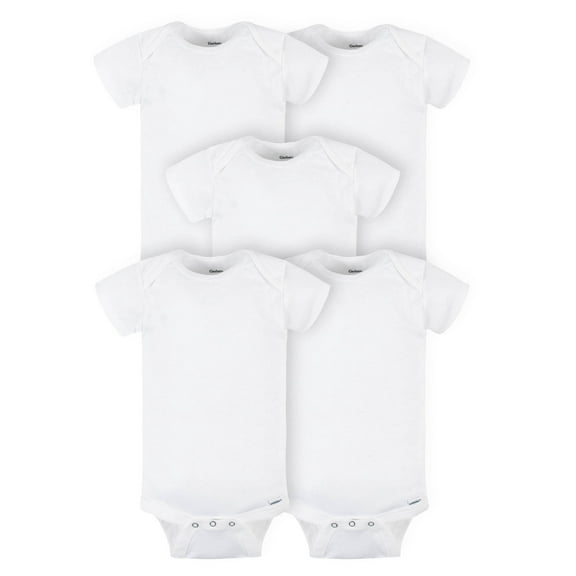 Gerber Baby Girl or Boy Gender Neutral Onesies Brand Cotton Rib Bodysuits, 5-Pack