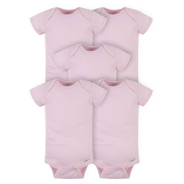 Gerber Baby Girl or Boy Gender Neutral Onesies Brand Cotton Rib Bodysuits, 5-Pack